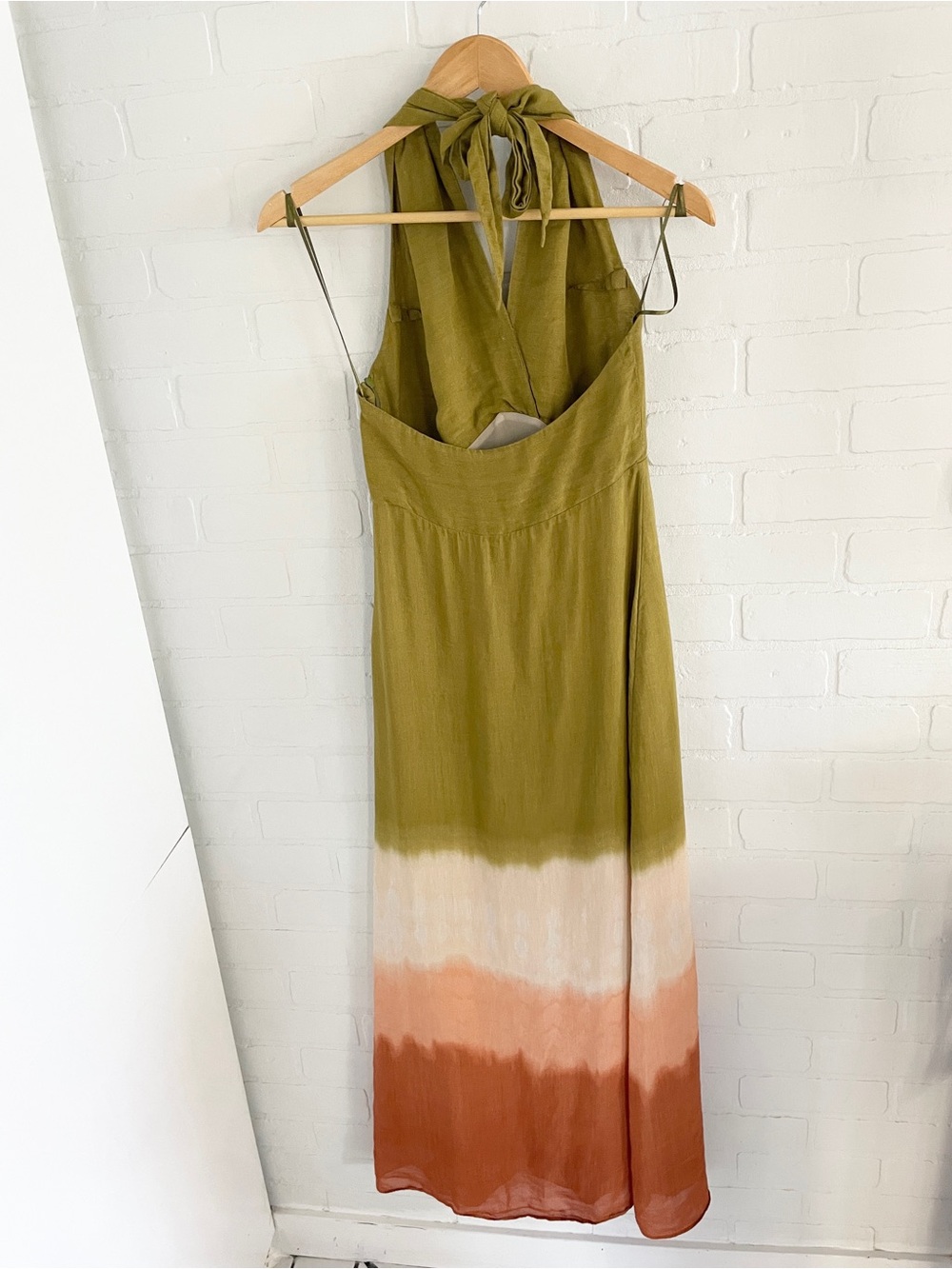 Massimo Dutti Olive Green Ombre Halter Maxi Dress - Picture 9 of 16